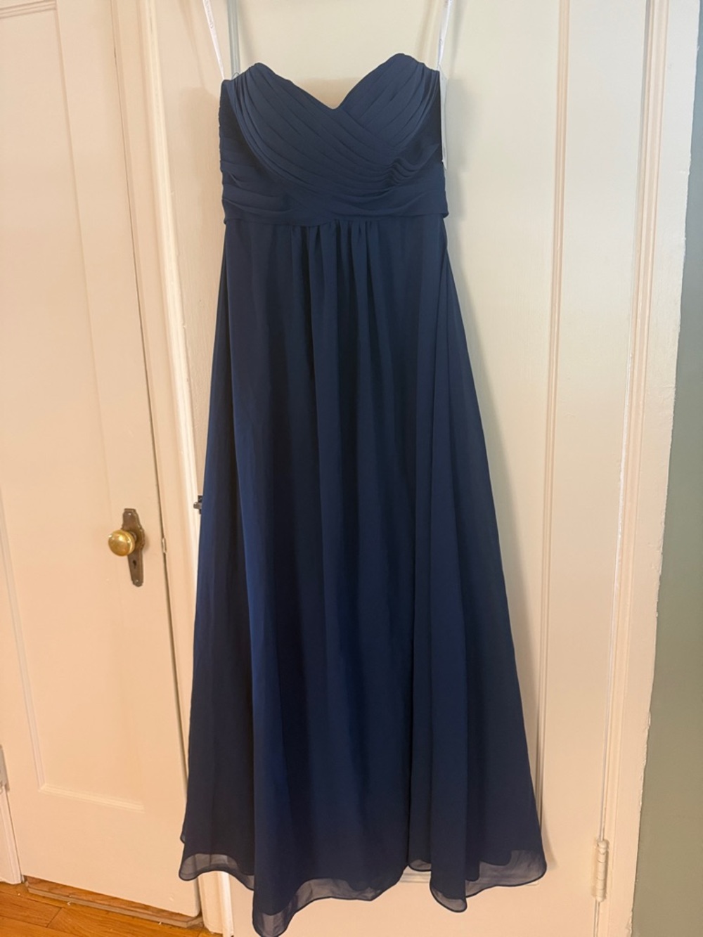 Christina Wu Navy Blue Strapless Maxi Gown
